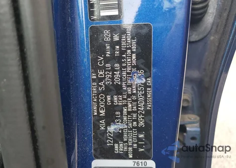 2023 Kia Forte Lx из США, поврежденный, VIN 3KPF24ADXPE579836